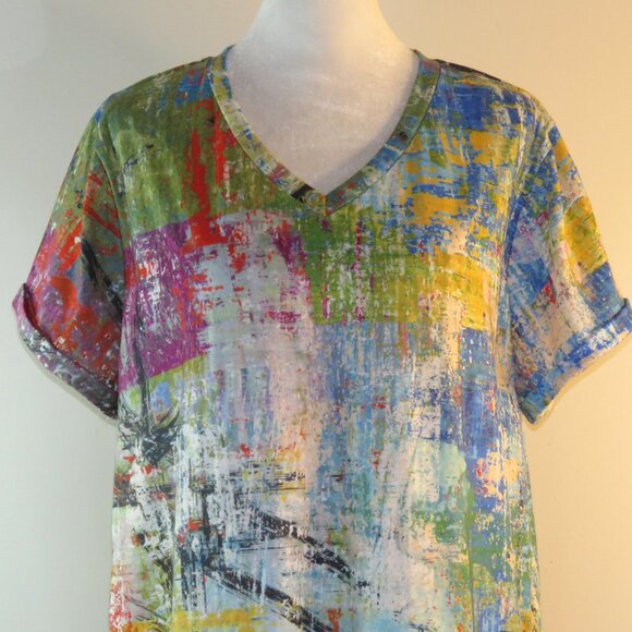 Pixie Lady Women's Short Sleeve Pullover Multicolor Top Size L (C1475) - Picture 1 of 7